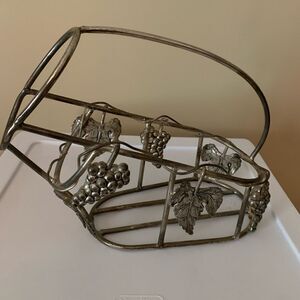 Vintage Godinger Grapevine Design Silverplate  Wine Caddy Basket